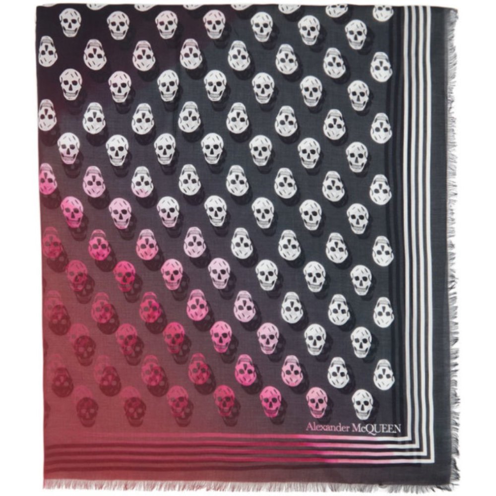 Reduced! Alexander McQueen 'Biker' Dip Dye Ombre Skull Scarf NWT